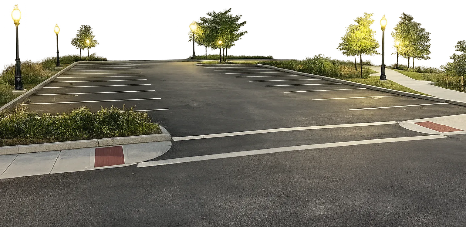 Spacious, well-lit parking lot at Sudz City Millbury