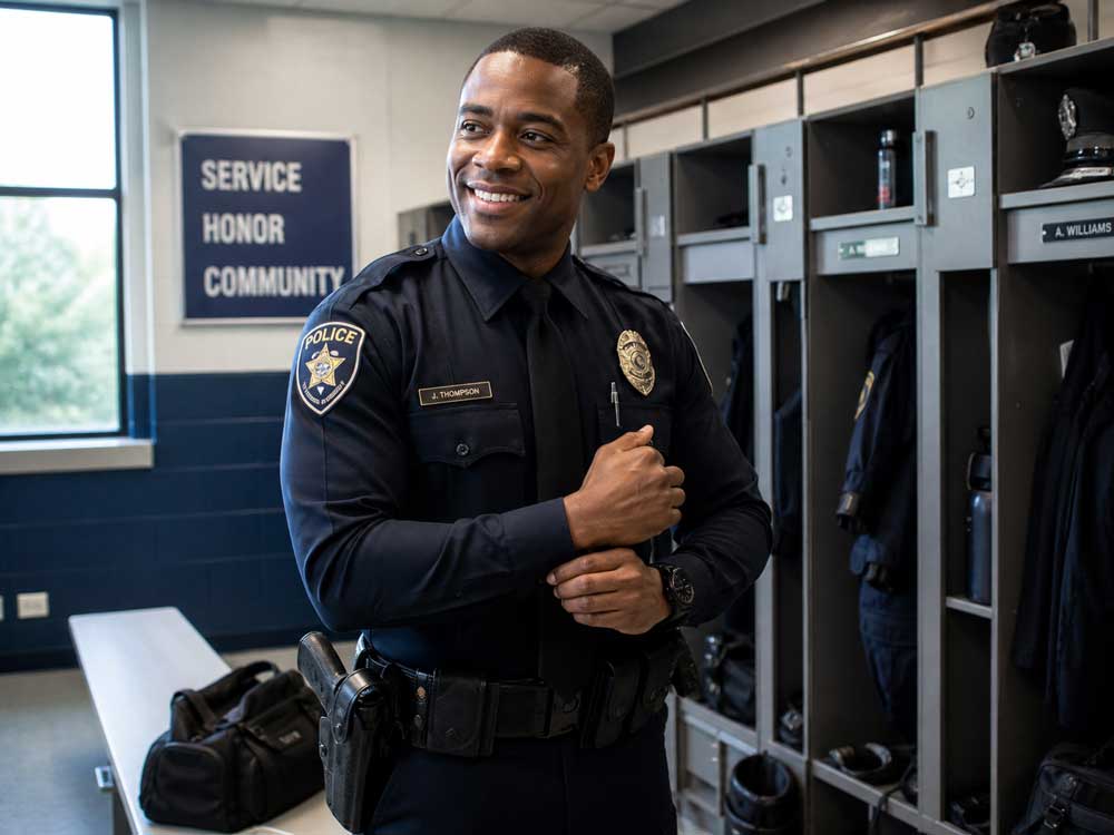Police officer in pressed uniform