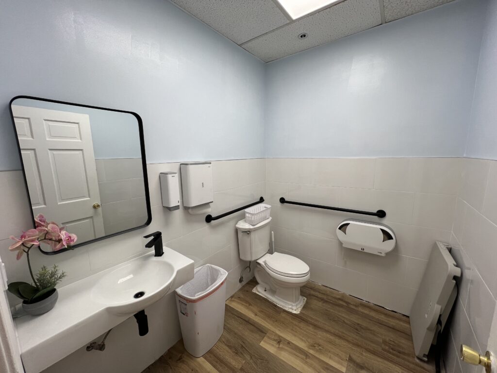 Newly renovated clean and modern accessible bathroom